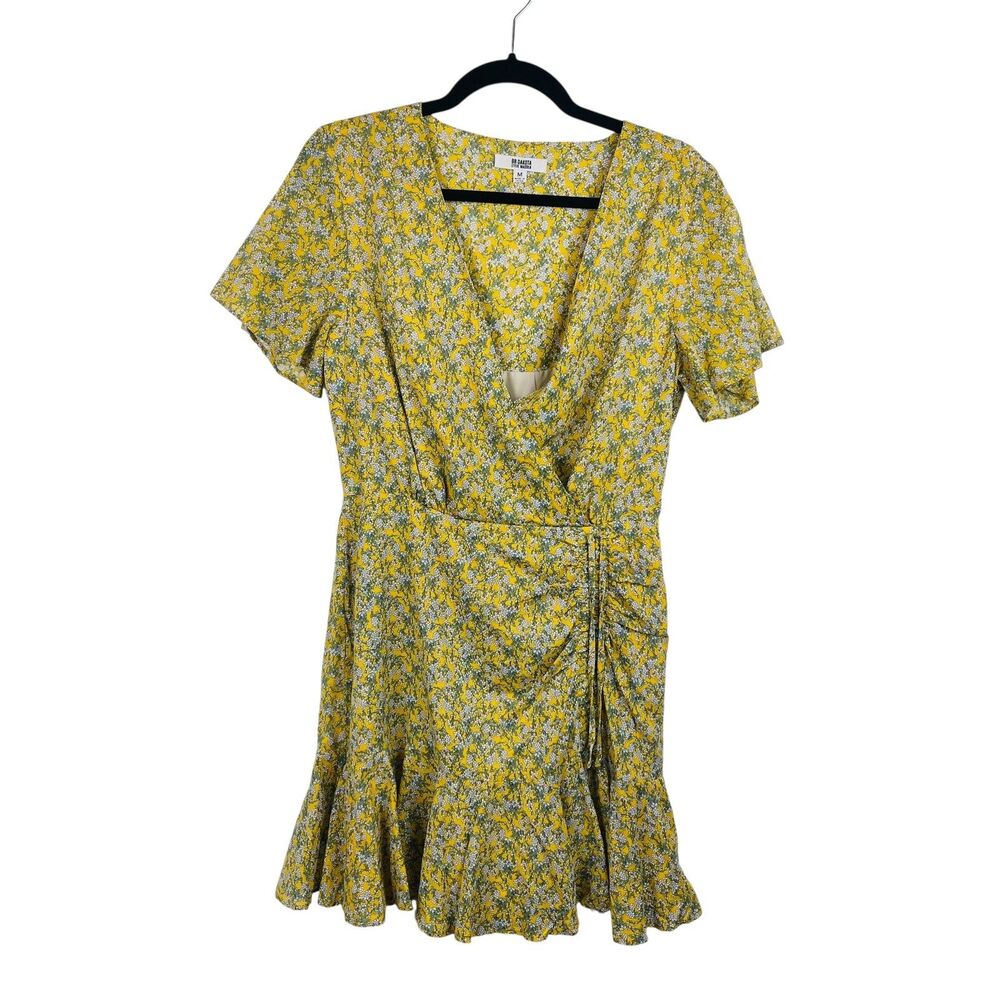 BB Dakota Steve Madden Dress Womens Medium Floral Wrap Ruffle Short Sleeve